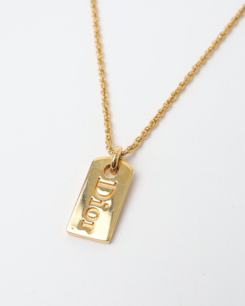 極美品 Dior trotter plate gold necklace Vintage CHRISTIAN DIOR Logo Plate Necklace - A Retro Tale