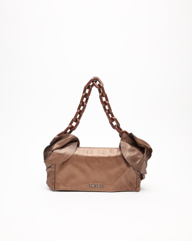 Vintage PRADA Metallic Ruffle Trim Flap Bag A Retro Tale