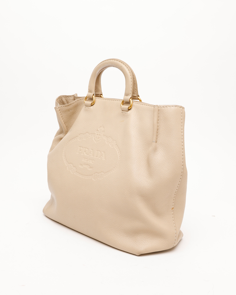 Vintage PRADA Vitello Daino Tote Bag - A Retro Tale display picture 1