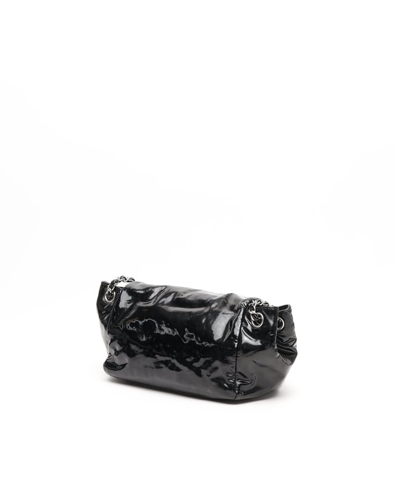 Vintage Chanel CC Accordion Patent Flap Bag - A Retro Tale