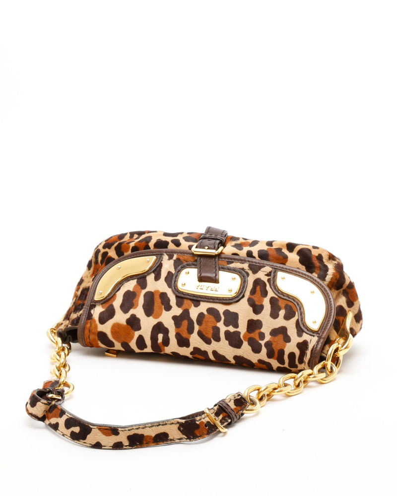Vintage Prada Leopard Fur Chain Hobo Bag - A Retro Tale