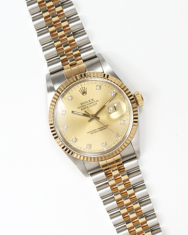Vintage Rolex Datejust 36mm Ref 16013 Diamond Dial Watch A Retro Tale