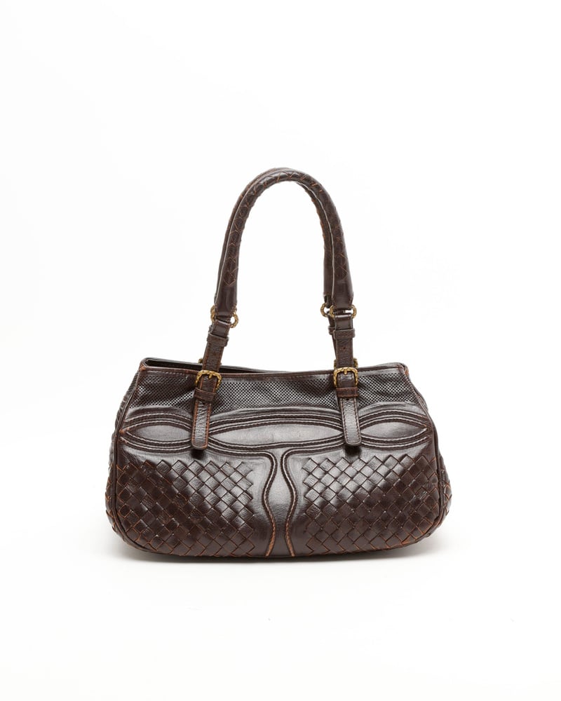 バッグ Vintage BottegaVeneta Leather Boston Bag Vintage Bottega Veneta Intrecciato Boston Bag - A Retro Tale