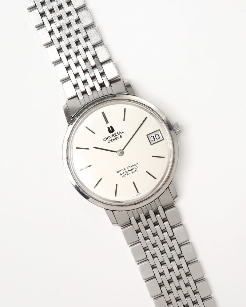 Vintage Universal Genève White Shadow 34mm Automatic Watch - A