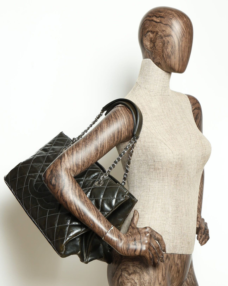 Vintage Chanel Patent CC Chain Tote Bag Large A Retro Tale