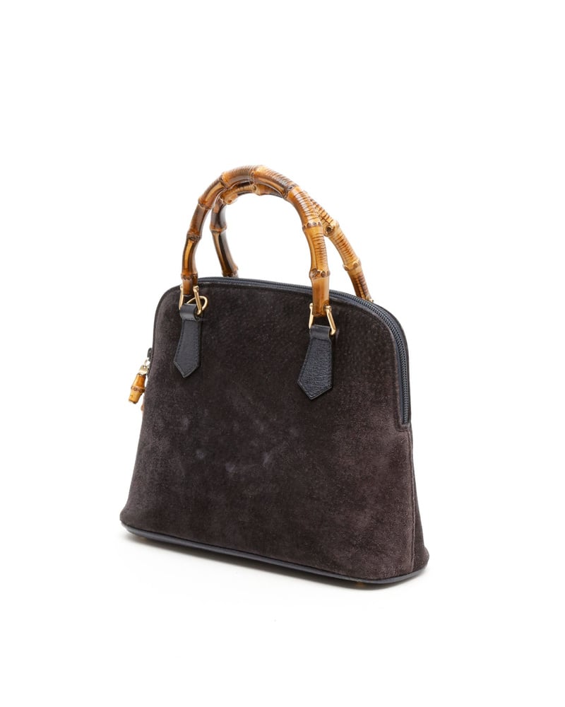 Vintage Gucci Suede Bamboo Handbag - A Retro Tale