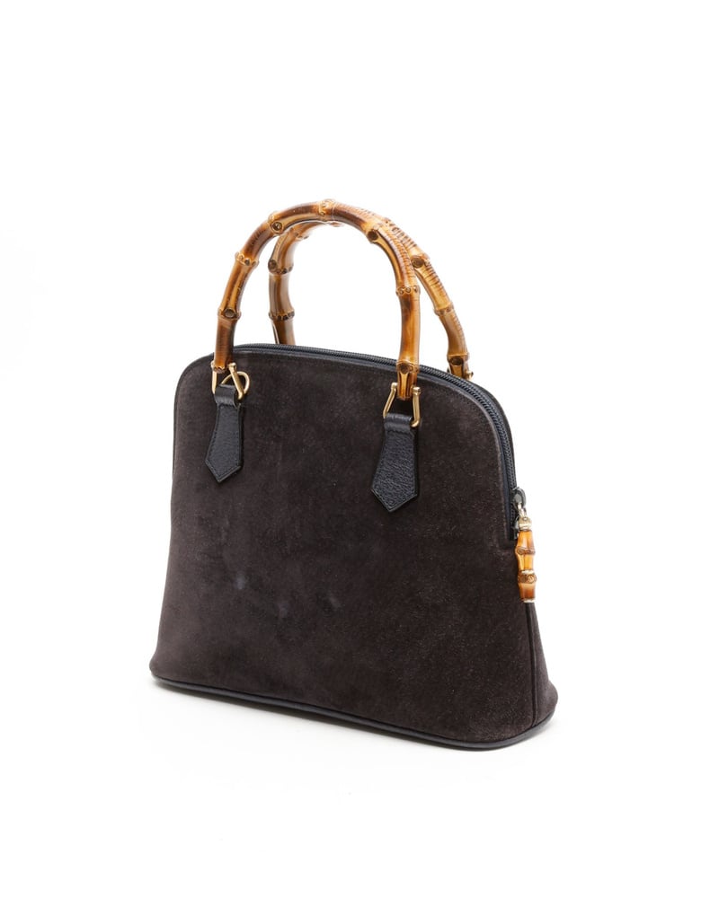 Vintage Gucci Suede Bamboo Handbag - A Retro Tale