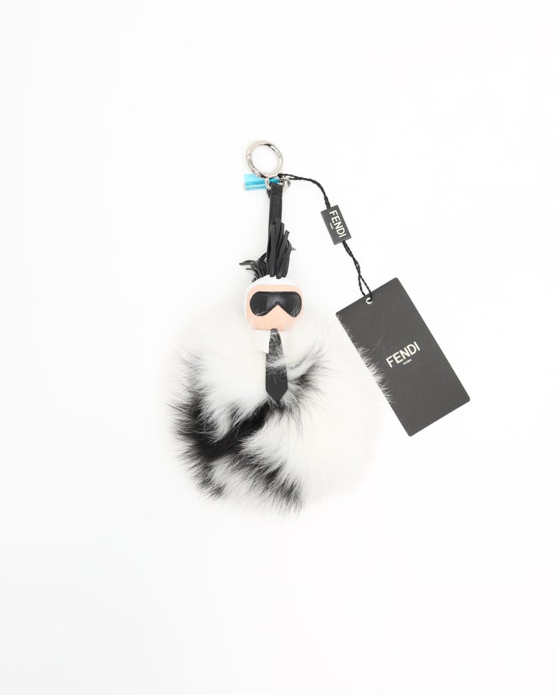 Vintage Fendi Karlito Lagerfeld Fur Keychain - A Retro Tale