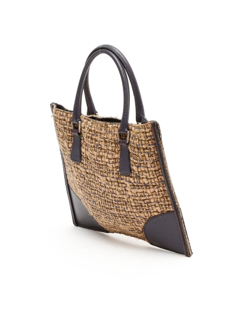 バッグ 00s PRADA LEATHER TWEED TOTE HAND BAG. Prada Woven Tweed & Cream Leather Tweed Bag – Rebelonging