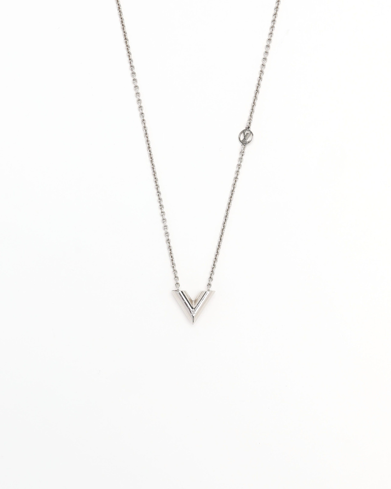 Vintage Louis Vuitton Essential V Necklace Silver - A Retro Tale