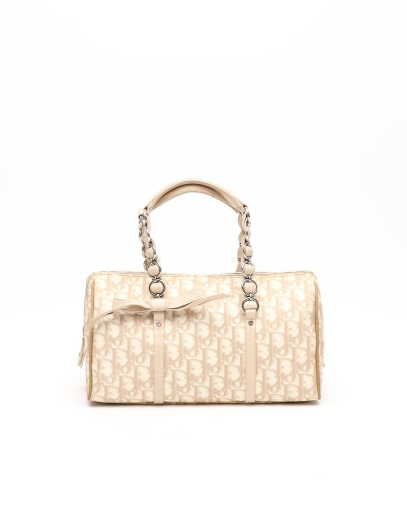 ヴィンテージ⭐︎クリスチャンディオール ロマンティック ハンドバッグ　トロッター Christian Dior】クリスチャンディオール『トロッター柄