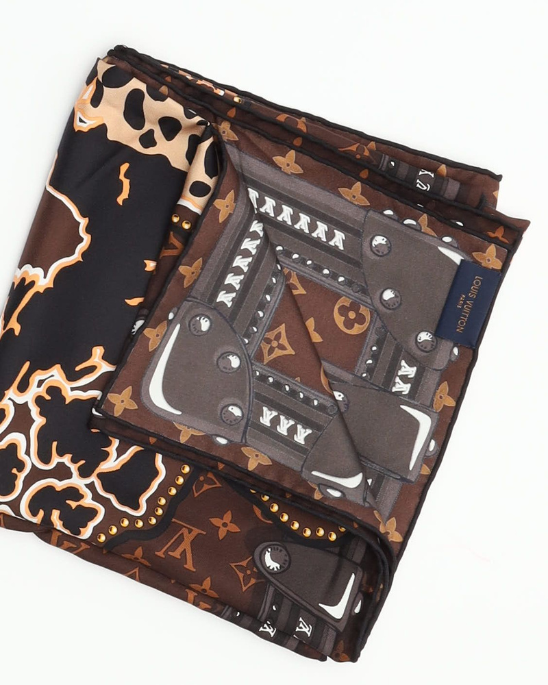 Vintage Louis Vuitton 90 Monogram Silk World Scarf - A Retro Tale