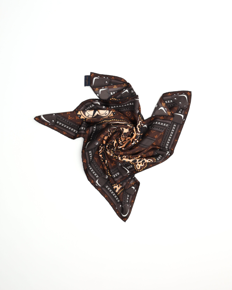 Vintage Louis Vuitton 90 Monogram Silk World Scarf - A Retro Tale