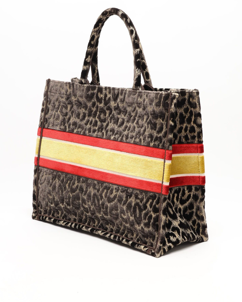 Vintage Christian Dior Large Leopard Mizza Book Tote Bag - A Retro