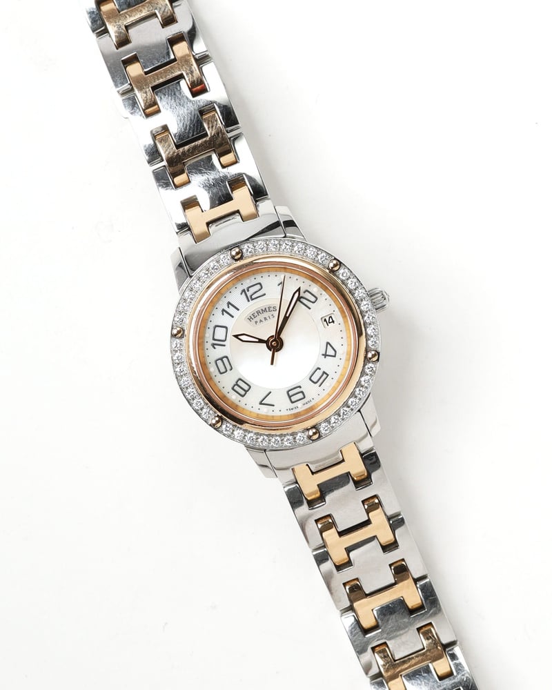 【HERMES】vintage pierce Vintage Hermès Clipper 24mm Ref CP1.222 Diamond Watch - A Retro Tale
