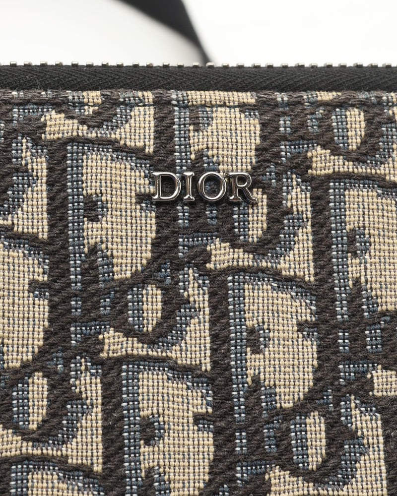 Dior ロゴパターン ポーチ ベージュ/ブラック Vintage Christian Dior Dior Homme Oblique Zipped Pouch With Strap