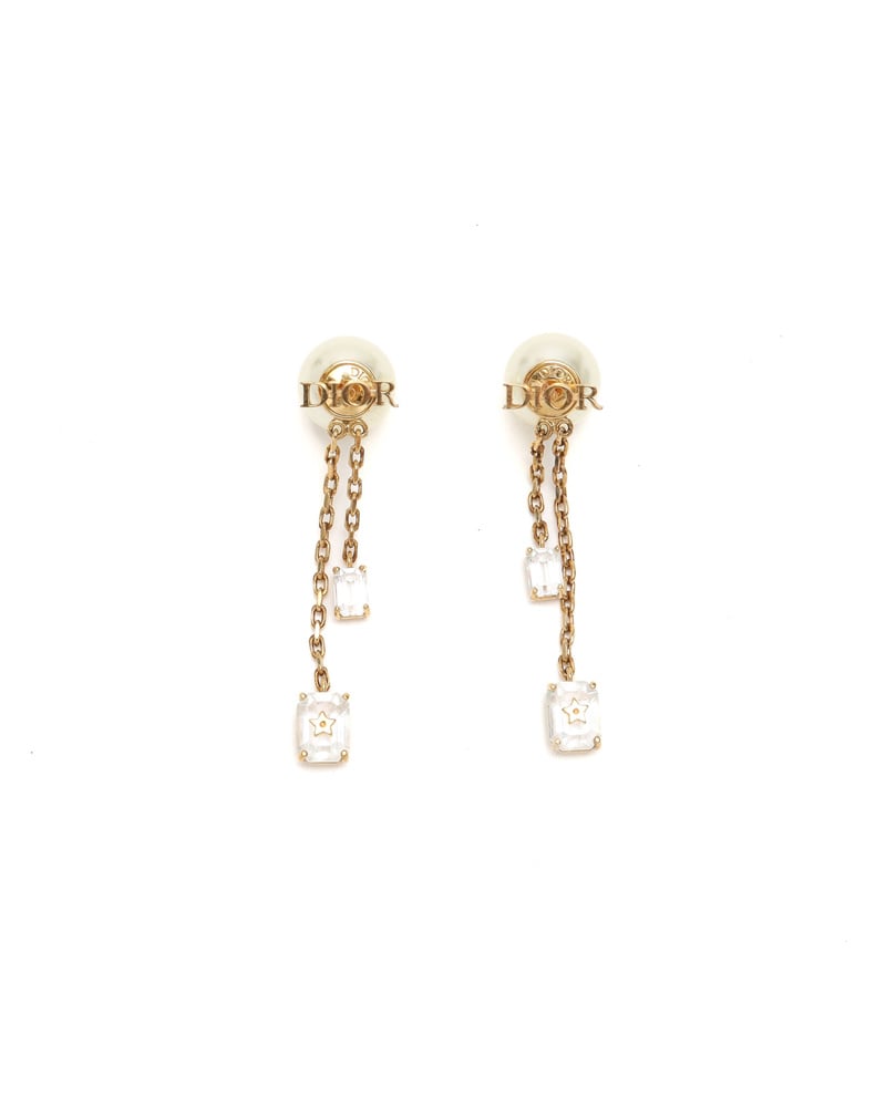 Vintage Christian Dior Rhinestone and Pearl Tribales Earrings