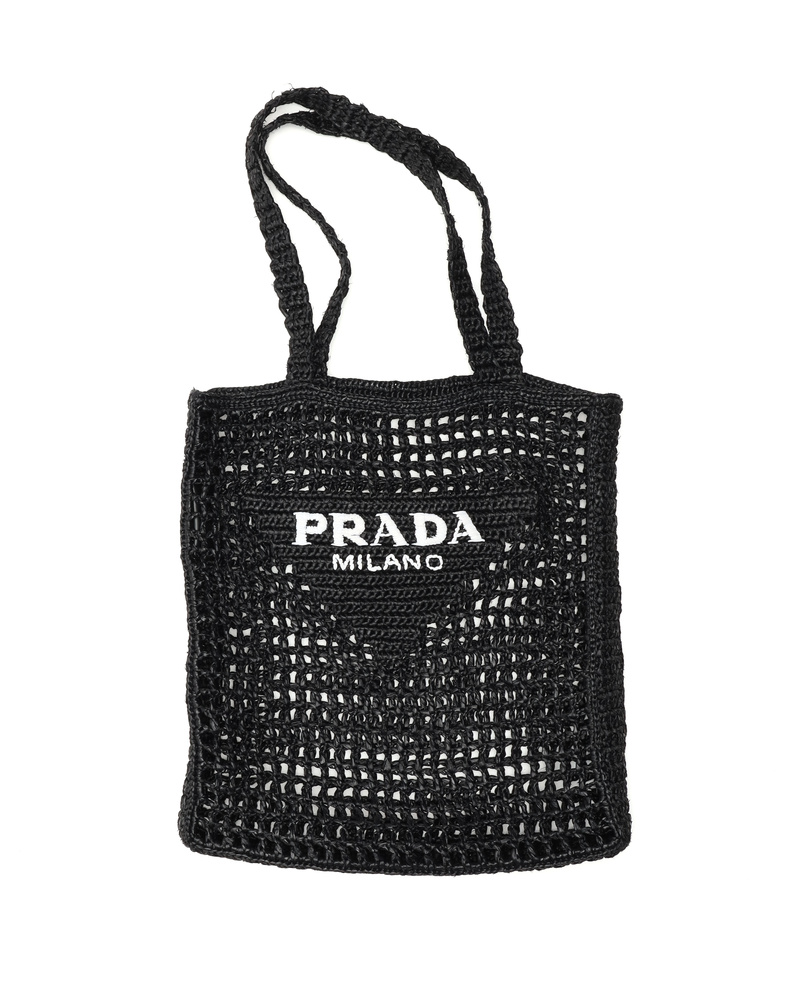 Vintage Prada Crochet Raffia Tote Bag - 2250007384629