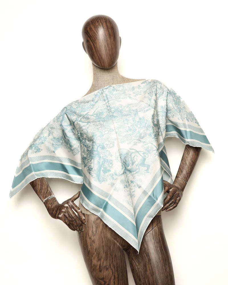 Christian Dior Toile de Jouy Sauvage Silk Poncho. Size S