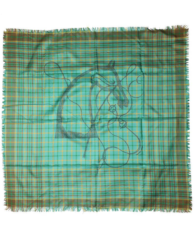 Hermès Carré 90 Plaid Riding Silk Scarf