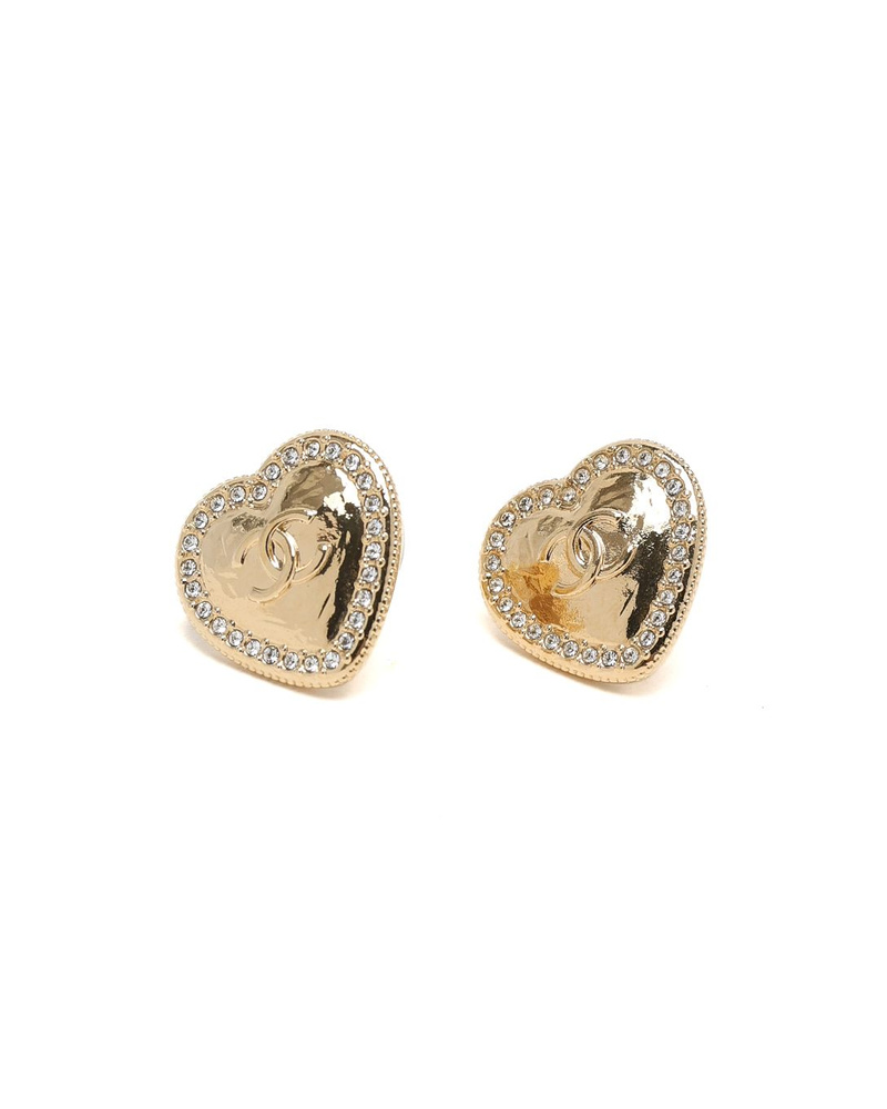 Chanel Coco Mark Heart Rhinestone Earrings