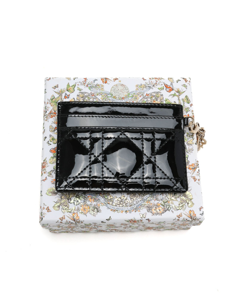 Christian Dior Lady Dior Cannage Patent Card Holder
