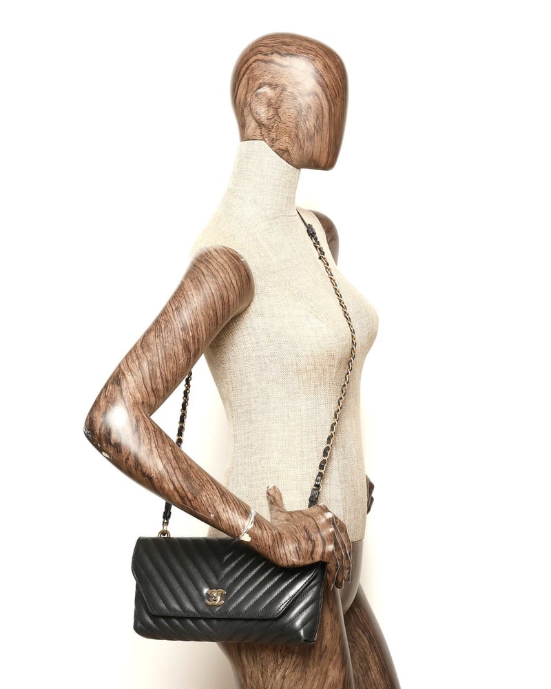 Chanel CC Surpique Chevron Flap Bag