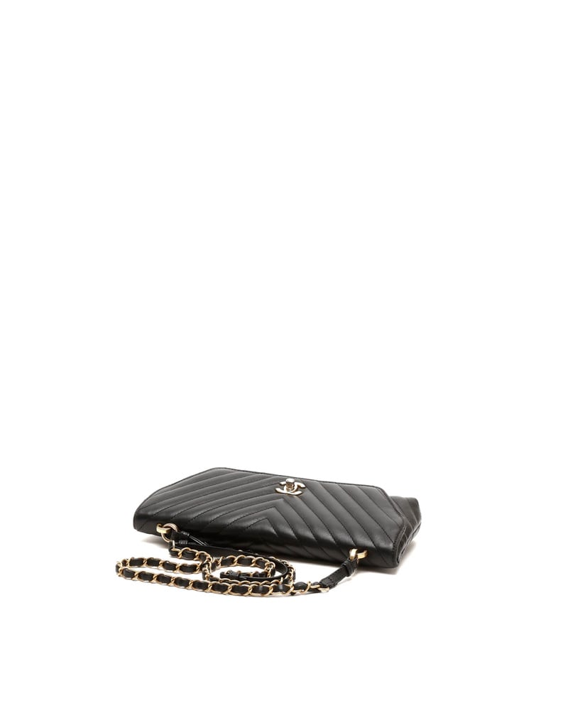 Chanel CC Surpique Chevron Flap Bag