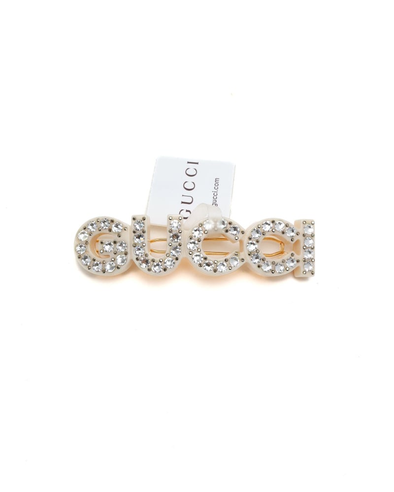 Gucci Logo Rhinestone Hair Clip