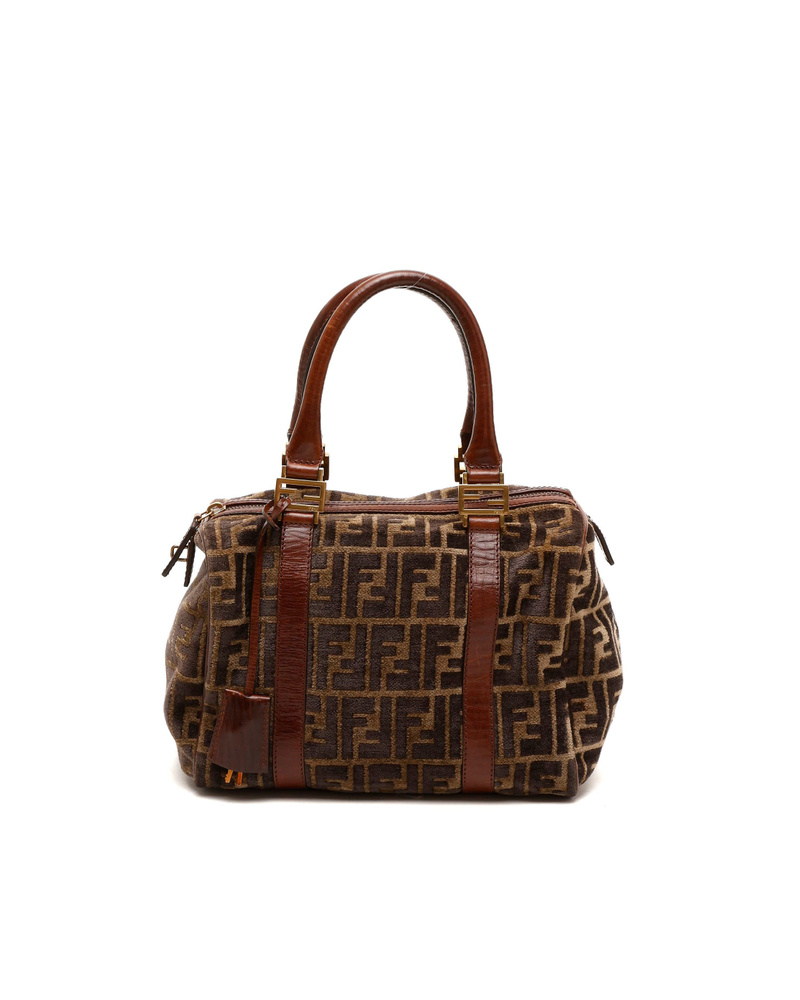 Fendi Zucca Velvet Boston Bag