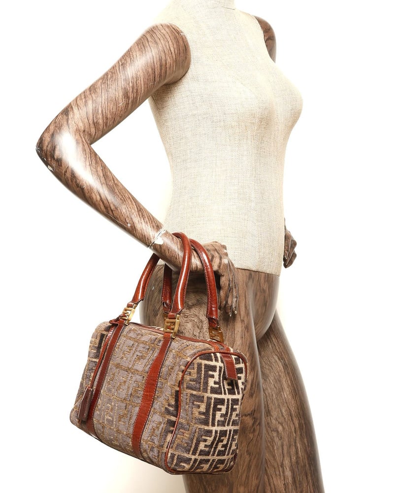 Fendi Zucca Velvet Boston Bag
