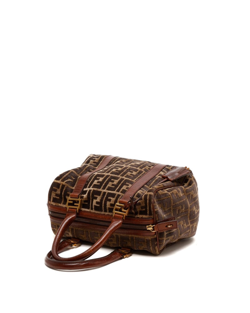 Fendi Zucca Velvet Boston Bag