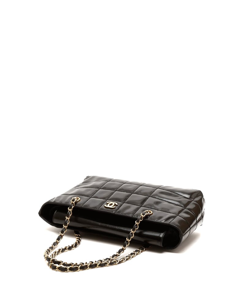 Chanel Patent Chocolate Bar Tote Bag