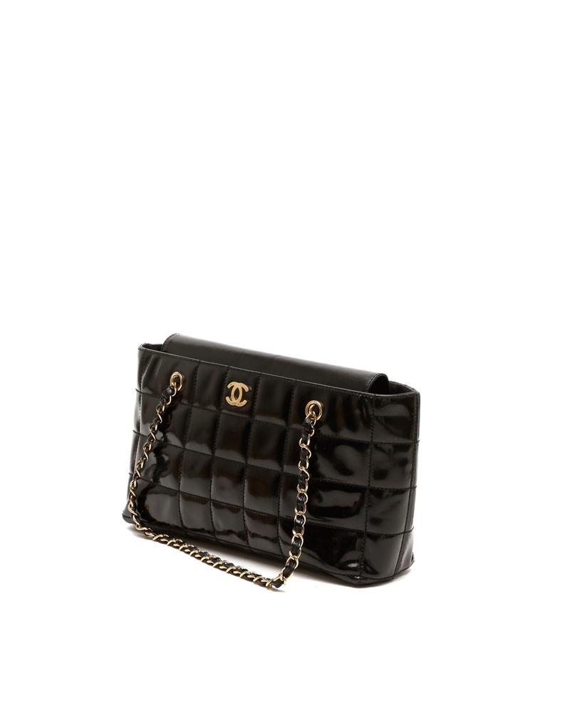 Chanel Patent Chocolate Bar Tote Bag