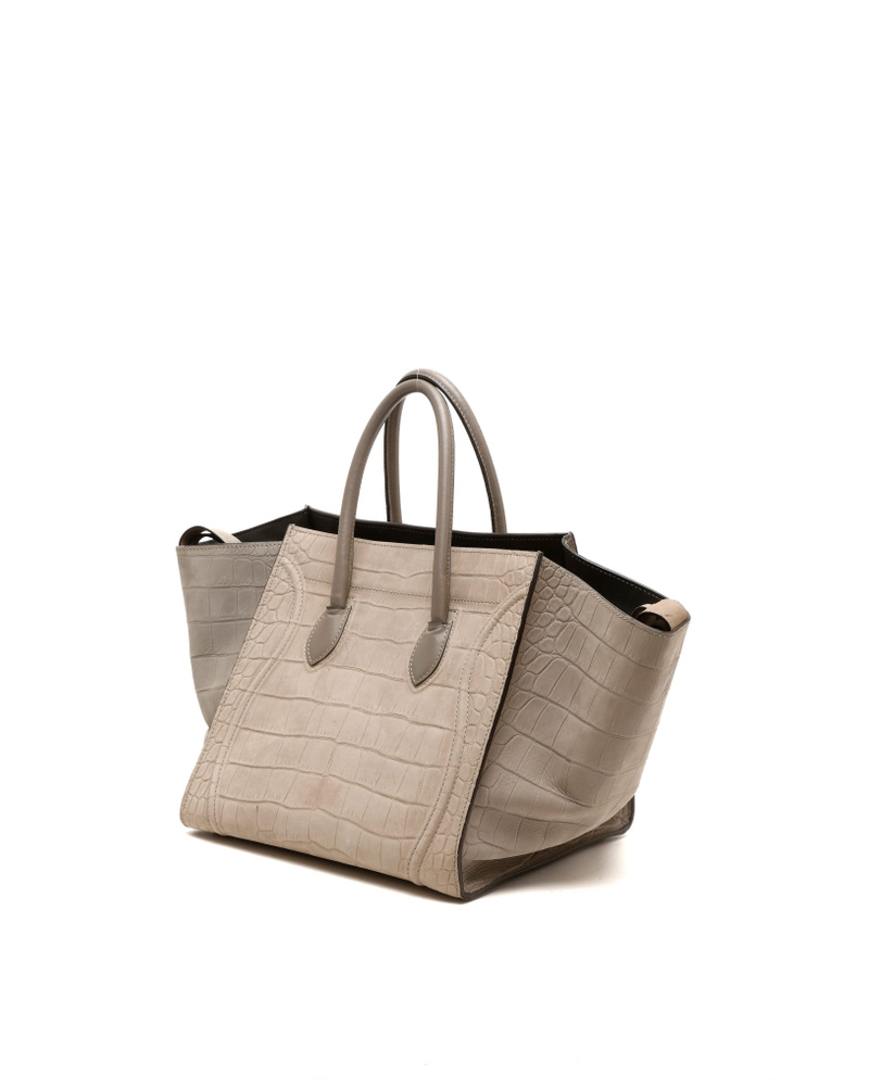 Céline Crocodile Embossed Nubuck Luggage Phantom Tote Bag