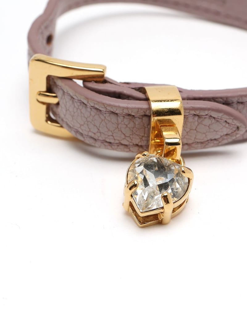 MIU MIU Crystal Heart Charm Leather Bracelet