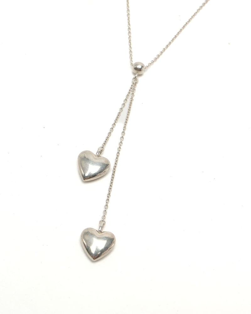 Tiffany & Co Double Drop Dangling Heart Lariat Necklace