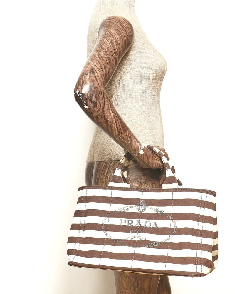 Prada Canapa Striped Tote Bag