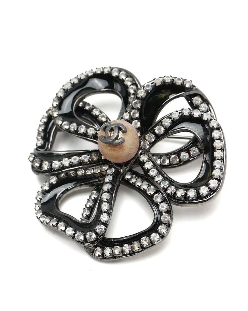 Chanel Camellia Coco Mark Rhinestone Brooch
