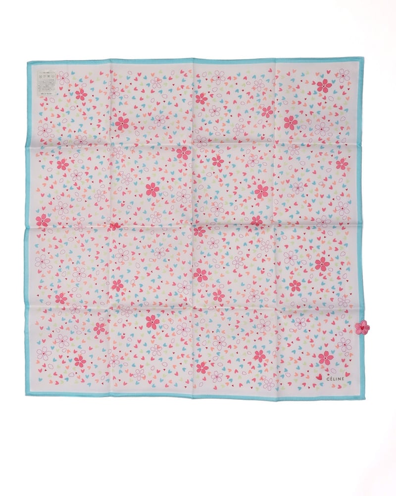Céline 50 Floral Hearts Cotton Scarf