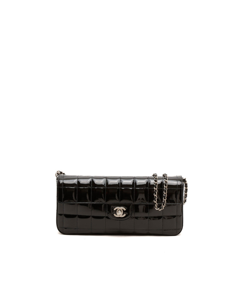 Chanel Patent East West Chocolate Bar Flap Bag