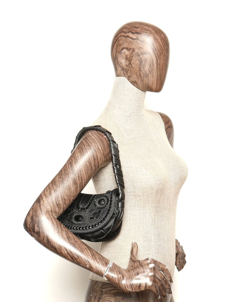 Céline Embellished Half Moon Satin Hobo Bag