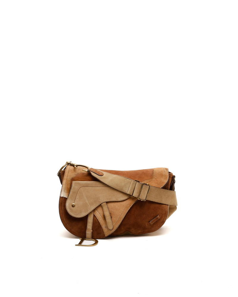 Christian Dior Suede Pony Hair Saddle Bag