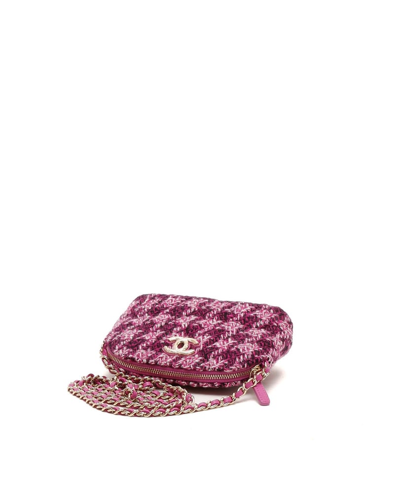 Chanel Mini Houndstooth Tweed Chain Pouch Bag