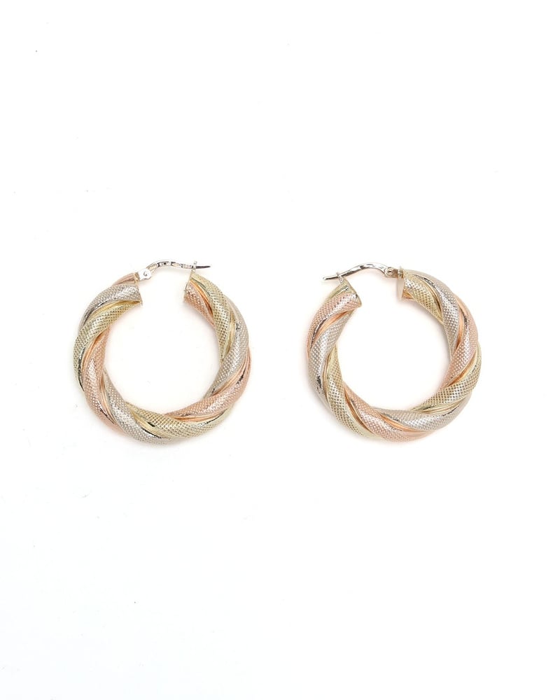 Unoaerre 14kt Tricolor Gold Hoop Earrings