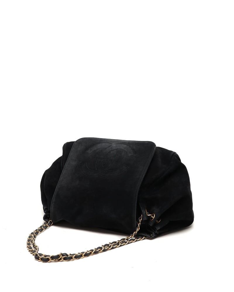 Chanel Large Accordion Suede Hobo Bag
