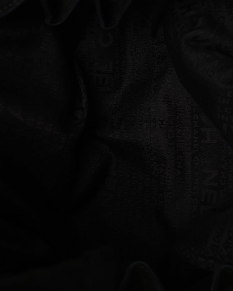 Chanel Large Accordion Suede Hobo Bag