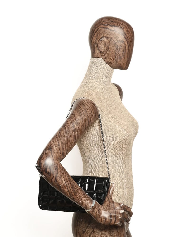 Chanel Patent East West Chocolate Bar Flap Bag