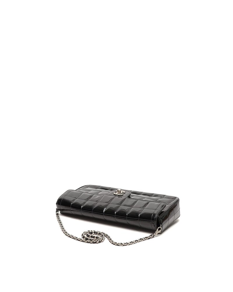 Chanel Patent East West Chocolate Bar Flap Bag