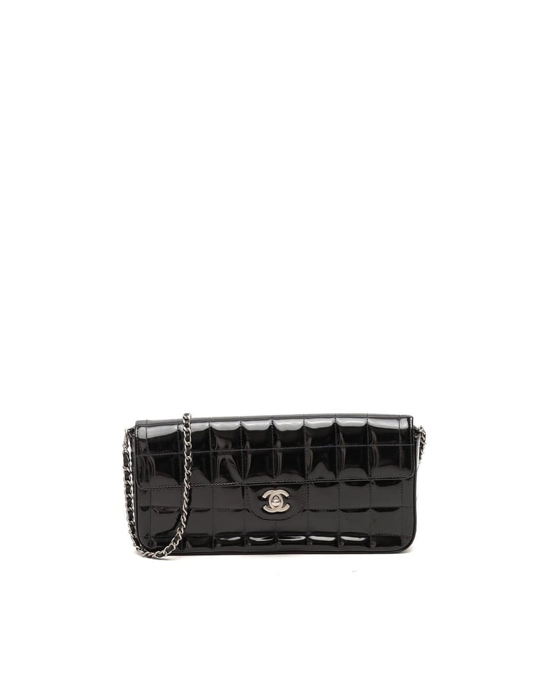 Chanel Patent East West Chocolate Bar Flap Bag